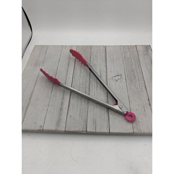 Locking Stainless Steel 10 1/4" Tongs Pink Shell Shaped - Picture 1 of 10